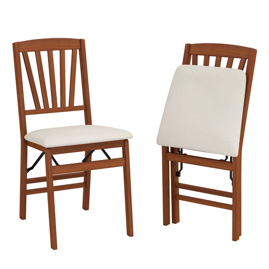Folding Dining Chairs, Set of 2, Padded Seat, Rubber Wood Frame-B, Walnut Dining Chairs Walnut at Gallery Canada