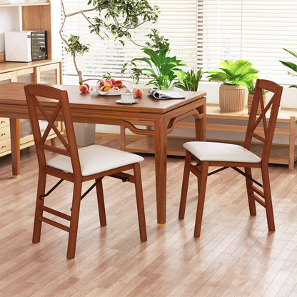 Folding Dining Chairs Set Of 2, Padded Seat, Rubber Wood Frame-A, Walnut Dining Chairs at Gallery Canada