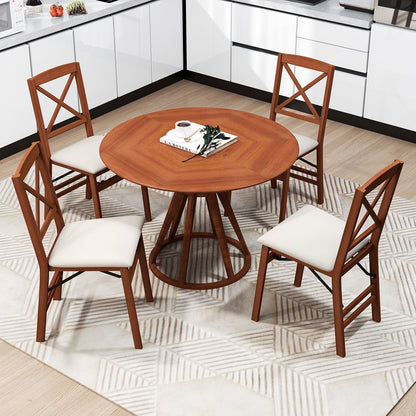 Folding Dining Chairs Set Of 2, Padded Seat, Rubber Wood Frame-A, Walnut Dining Chairs at Gallery Canada