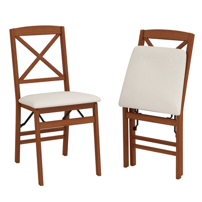 Folding Dining Chairs Set Of 2, Padded Seat, Rubber Wood Frame-A, Walnut Dining Chairs Walnut at Gallery Canada
