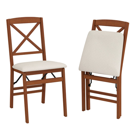 Folding Dining Chairs Set Of 2, Padded Seat, Rubber Wood Frame-A, Walnut Dining Chairs Walnut at Gallery Canada
