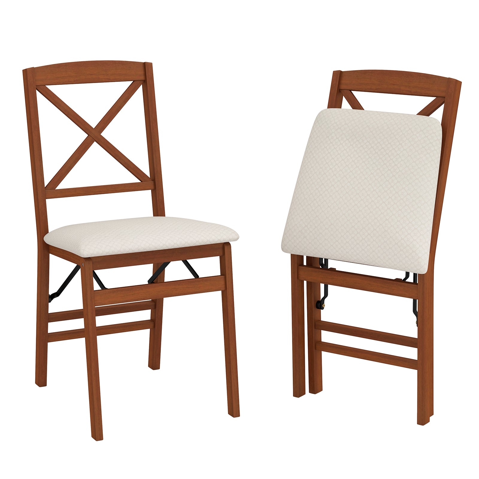 Folding Dining Chairs Set Of 2, Padded Seat, Rubber Wood Frame-A, Walnut Dining Chairs at Gallery Canada