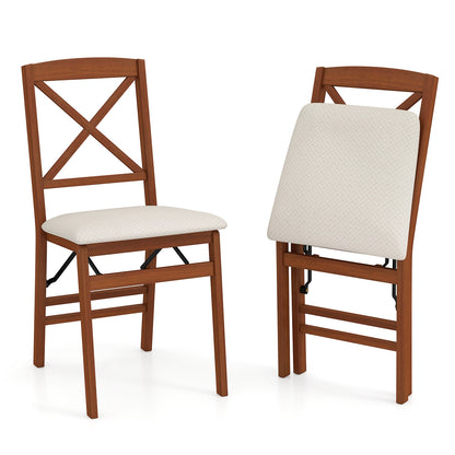 Folding Dining Chairs Set Of 2, Padded Seat, Rubber Wood Frame-A, Walnut Dining Chairs at Gallery Canada