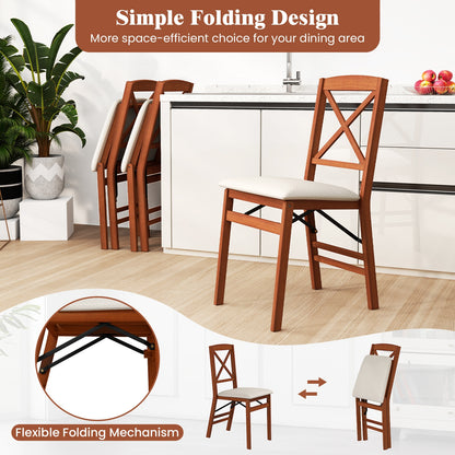 Folding Dining Chairs Set Of 2, Padded Seat, Rubber Wood Frame-A, Walnut Dining Chairs at Gallery Canada