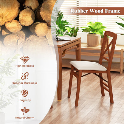 Folding Dining Chairs Set Of 2, Padded Seat, Rubber Wood Frame-A, Walnut Dining Chairs at Gallery Canada