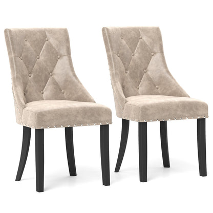 Tufted Wingback Upholstered Dining Chairs Set of 2, Light Brown Dining Chairs Light Brown at Gallery Canada