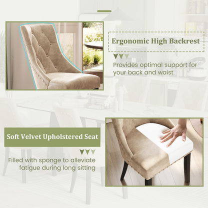 Tufted Wingback Upholstered Dining Chairs Set of 2, Light Brown Dining Chairs at Gallery Canada