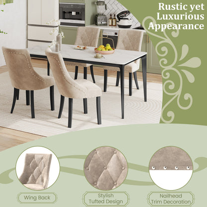 Tufted Wingback Upholstered Dining Chairs Set of 2, Light Brown Dining Chairs at Gallery Canada