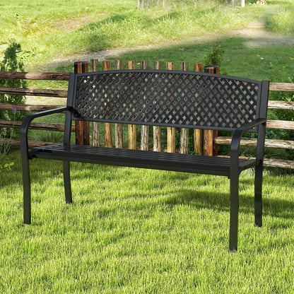 Metal Outdoor Bench with High Back for 2-3-Person Patio Bench, Black Outdoor Benches at Gallery Canada