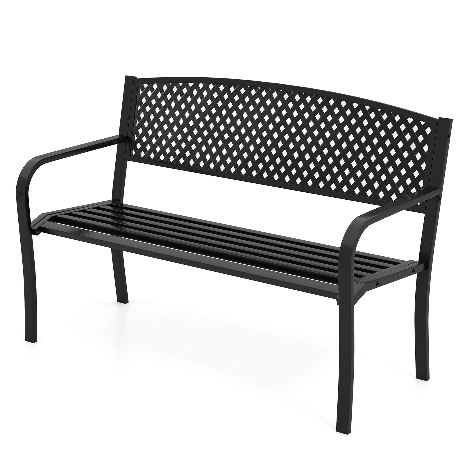 Metal Outdoor Bench with High Back for 2-3-Person Patio Bench, Black Outdoor Benches at Gallery Canada