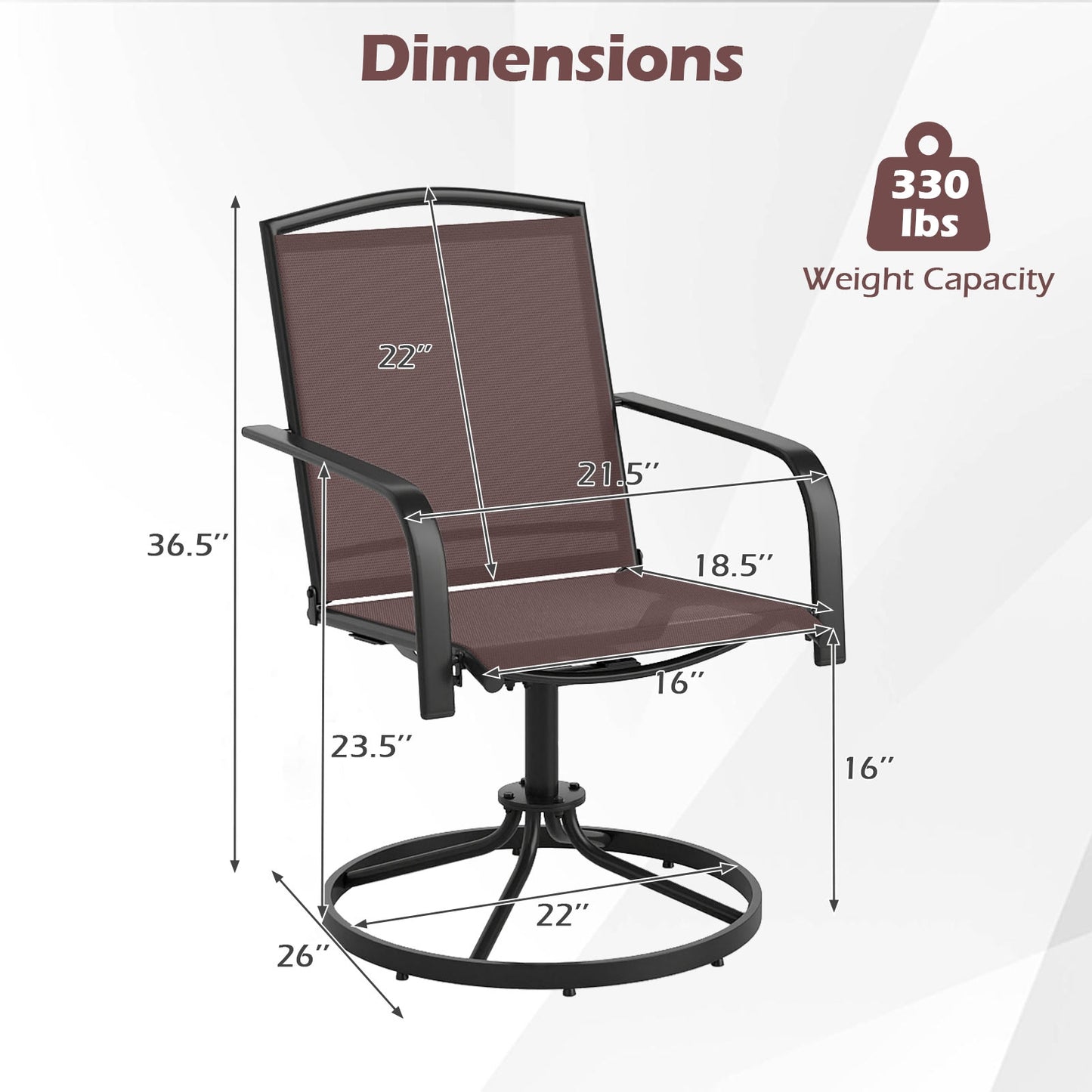 Outdoor Swivel Chairs Set of 2 with High Back and Breathable Seat, Coffee Patio Rocking Chairs & Gliders at Gallery Canada