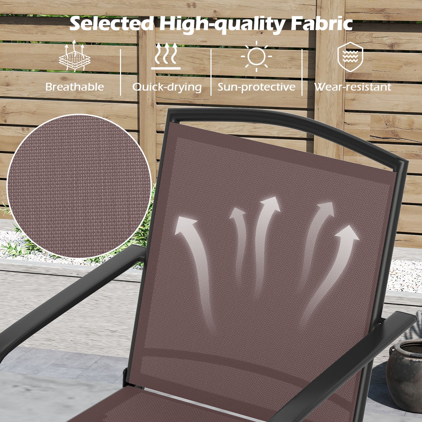 Outdoor Swivel Chairs Set of 2 with High Back and Breathable Seat, Coffee Patio Rocking Chairs & Gliders at Gallery Canada