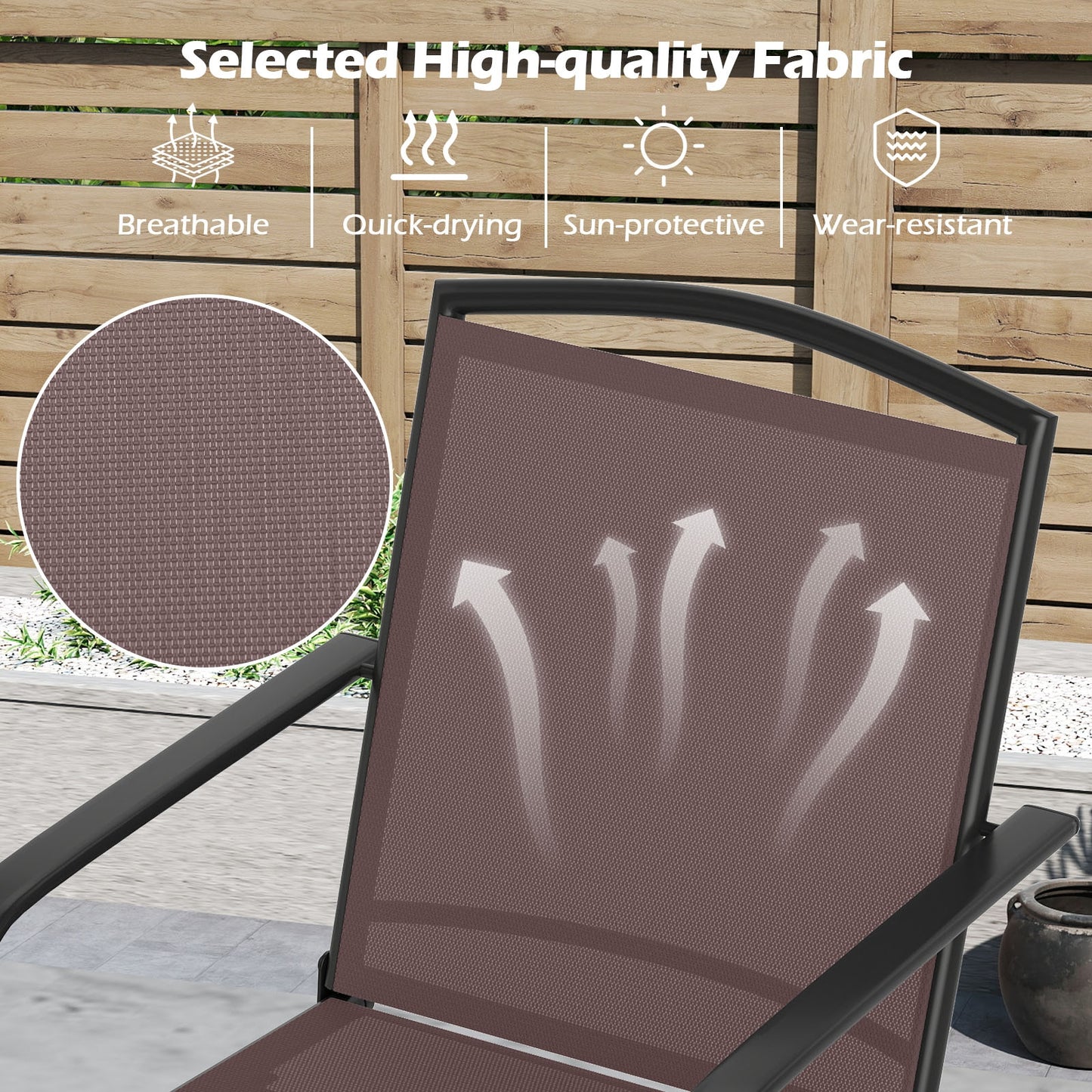 Outdoor Swivel Chairs Set of 2 with High Back and Breathable Seat, Coffee Patio Rocking Chairs & Gliders at Gallery Canada