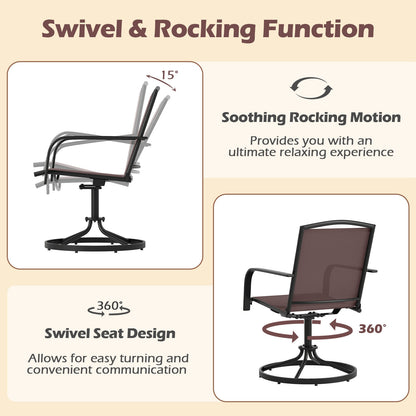 Outdoor Swivel Chairs Set of 2 with High Back and Breathable Seat, Coffee Patio Rocking Chairs & Gliders at Gallery Canada