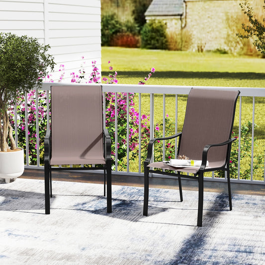 Patio Dining Chair Set, 2 Wide Seat, Heavy-Duty Metal Frame, Brown Patio Dining Chairs Brown at Gallery Canada