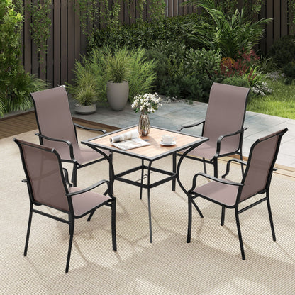 Patio Dining Chair Set, 2 Wide Seat, Heavy-Duty Metal Frame, Brown Patio Dining Chairs at Gallery Canada