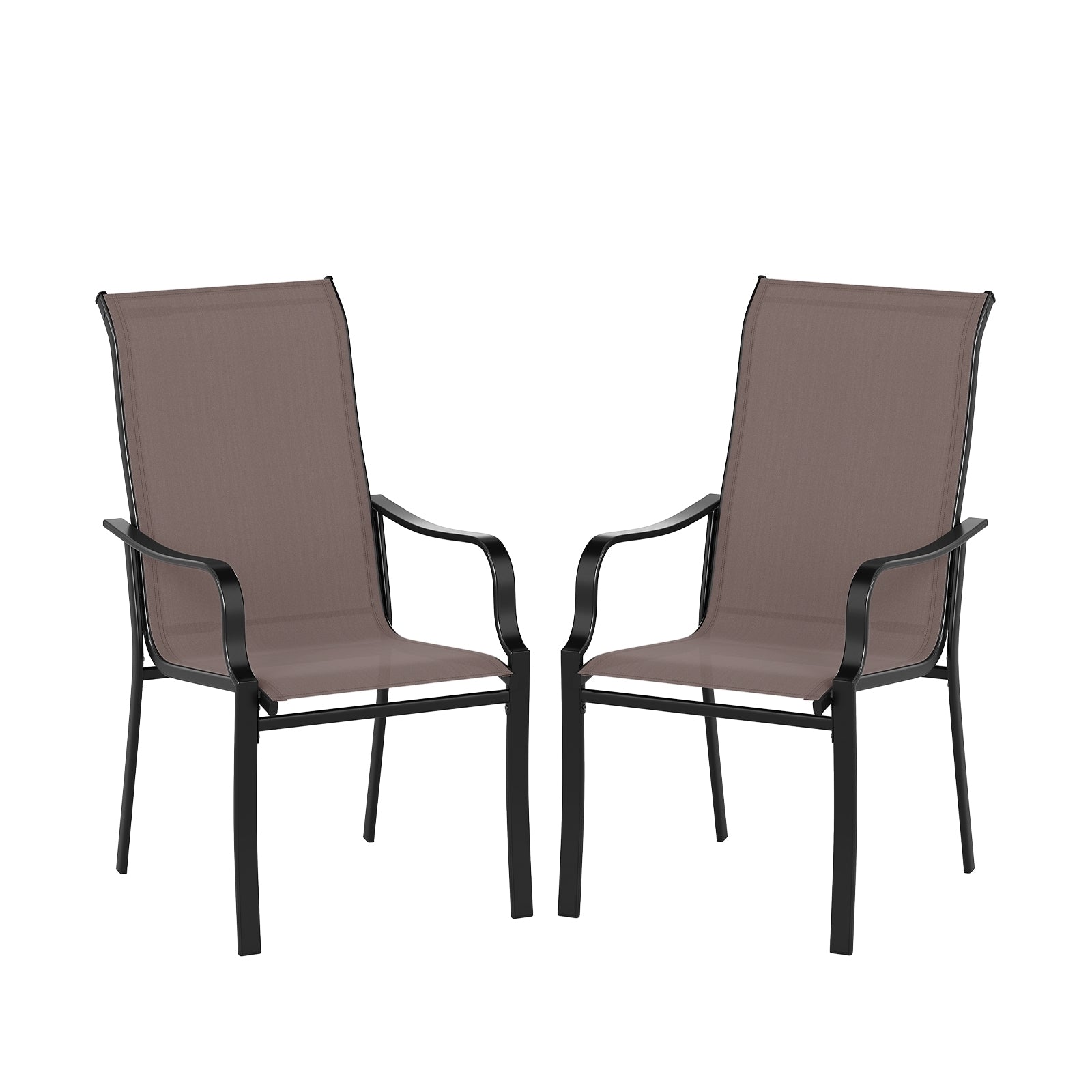 Patio Dining Chair Set, 2 Wide Seat, Heavy-Duty Metal Frame, Brown Patio Dining Chairs Brown at Gallery Canada