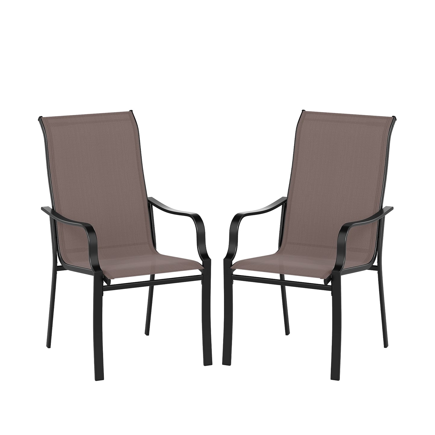 Patio Dining Chair Set, 2 Wide Seat, Heavy-Duty Metal Frame, Brown Patio Dining Chairs Brown at Gallery Canada