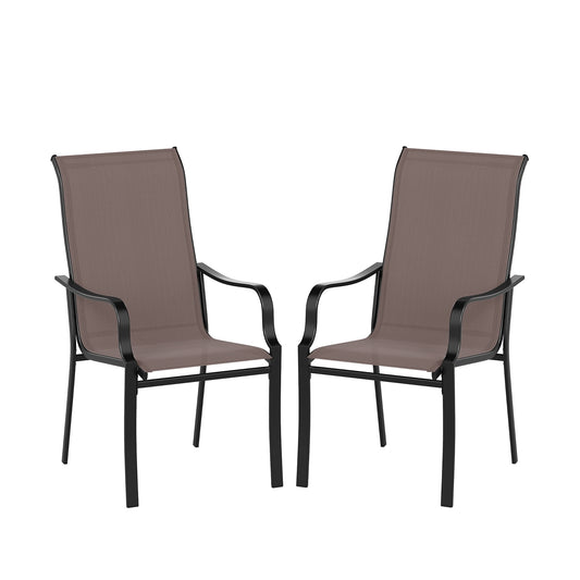 Patio Dining Chair Set, 2 Wide Seat, Heavy-Duty Metal Frame, Brown Patio Dining Chairs Brown at Gallery Canada