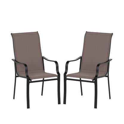 Patio Dining Chair Set, 2 Wide Seat, Heavy-Duty Metal Frame, Brown Patio Dining Chairs at Gallery Canada