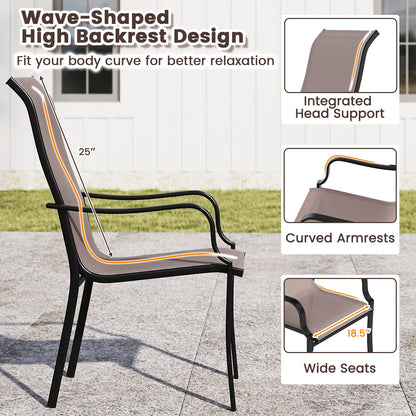 Patio Dining Chair Set, 2 Wide Seat, Heavy-Duty Metal Frame, Brown Patio Dining Chairs at Gallery Canada