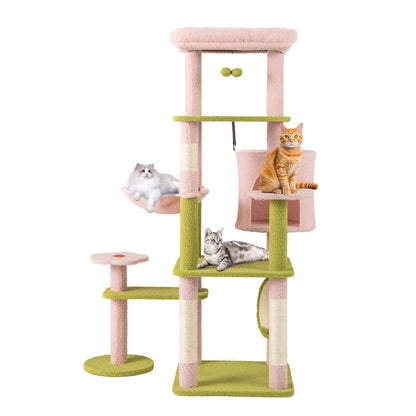 58 Inch Tall Multi-Level Cat Tree Aesthetic Floral Kitten Tower, Pink Cat Trees Condos & Scratchers at Gallery Canada