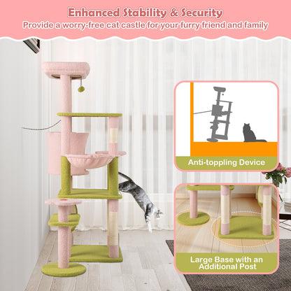 58 Inch Tall Multi-Level Cat Tree Aesthetic Floral Kitten Tower, Pink Cat Trees Condos & Scratchers at Gallery Canada