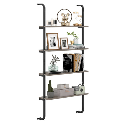 4-Tier Industrial Pipe Shelving with Metal Frame for Living Room Kitchen, Oak Bookcases at Gallery Canada