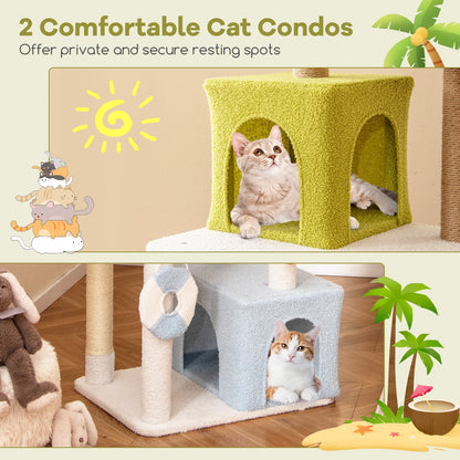 71 Inch Cat Tree Multi-Level Aesthetic Beach-Themed Kitten Tower-Colorful, Multicolor Cat Trees Condos & Scratchers at Gallery Canada