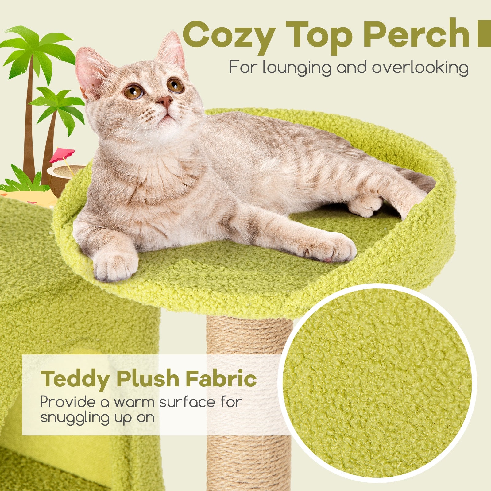 71 Inch Cat Tree Multi-Level Aesthetic Beach-Themed Kitten Tower-Colorful, Multicolor Cat Trees Condos & Scratchers at Gallery Canada