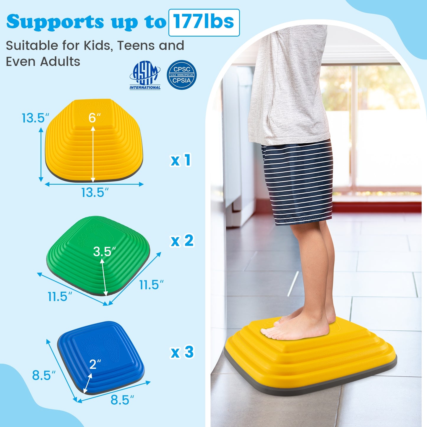 6 Pieces Kids Stepping Stone Square Balance Blocks, Multicolor Toy Sports at Gallery Canada