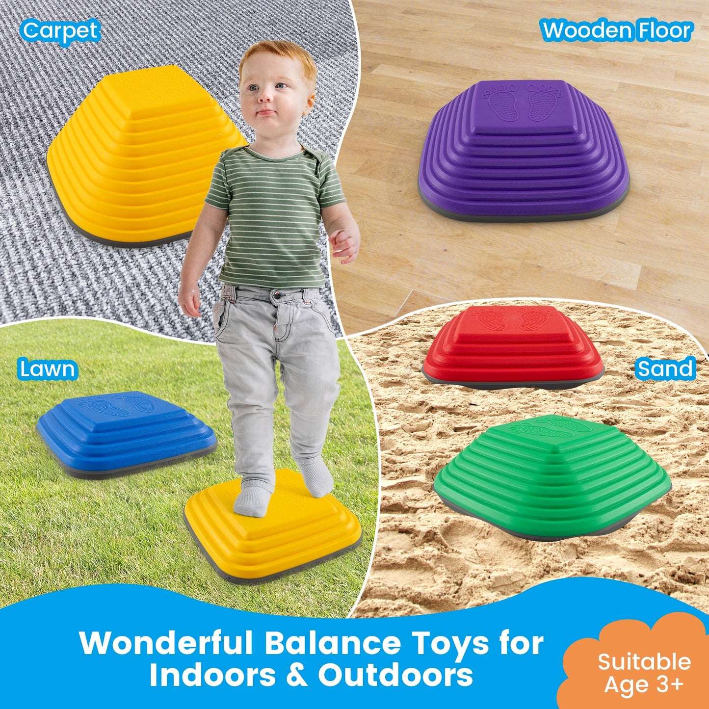 6 Pieces Kids Stepping Stone Square Balance Blocks, Multicolor Toy Sports at Gallery Canada