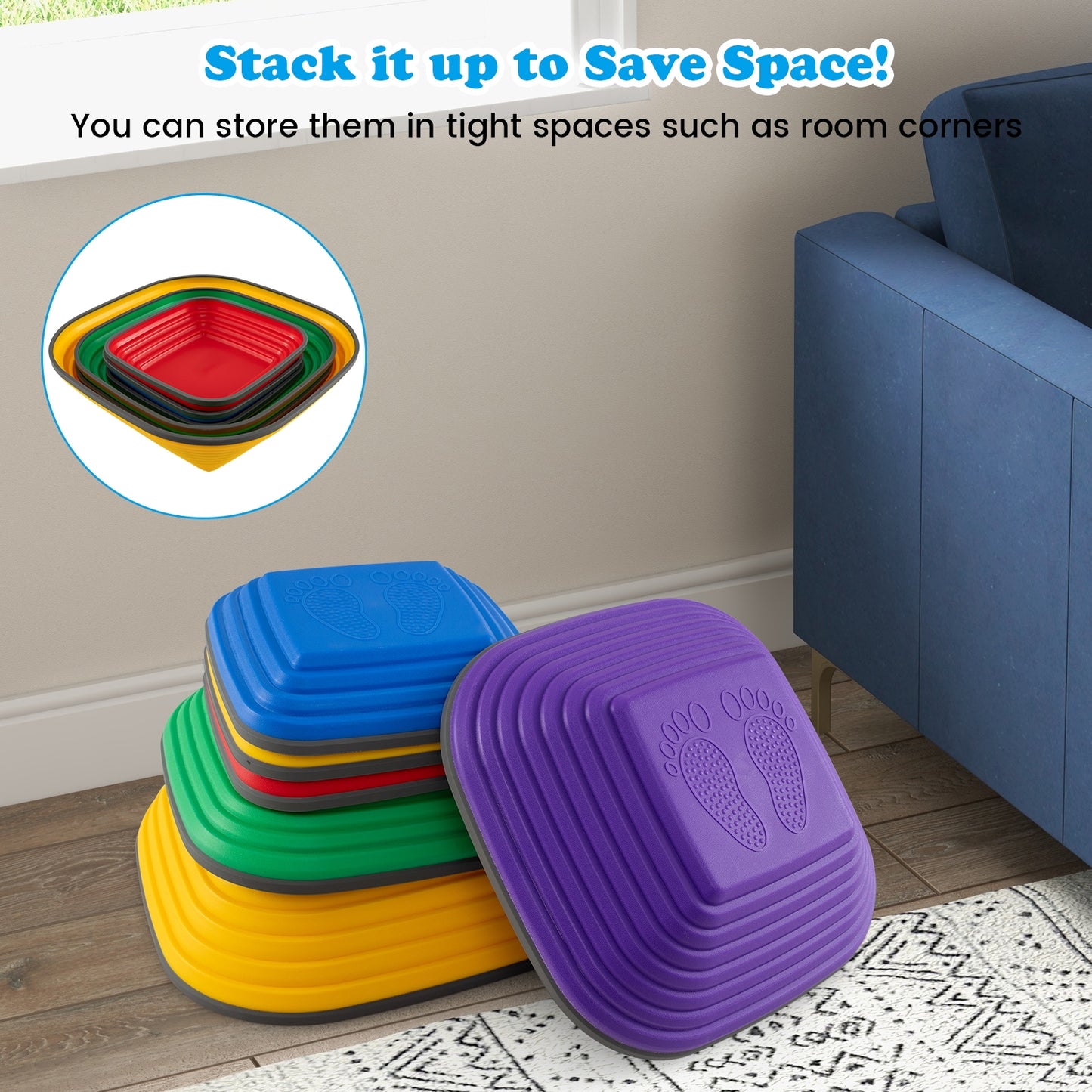 6 Pieces Kids Stepping Stone Square Balance Blocks, Multicolor Toy Sports at Gallery Canada