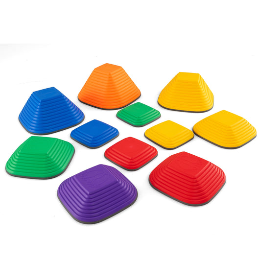 Kids Stepping Stones, Square Stackable, Indoor Outdoor, 11 Pieces, Multicolor
