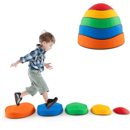 5 Piece Kids Stepping Stones, Stackable Round, Indoor Outdoor, Multicolor Toy Sports Multicolor at Gallery Canada