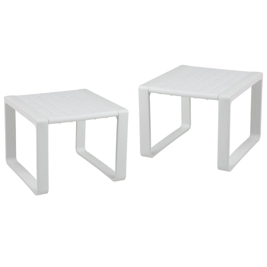Weather Resistant Adirondack Outdoor Side Table Set, White