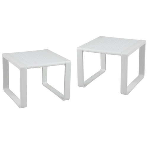Weather Resistant Adirondack Outdoor Side Table Set of 2, White