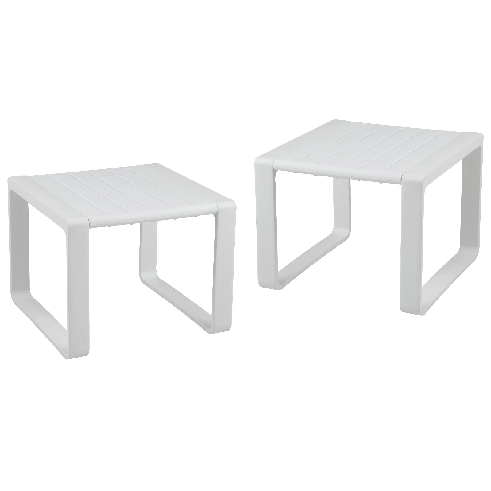 Weather Resistant Adirondack Outdoor Side Table Set, White Patio Coffee Tables White at Gallery Canada