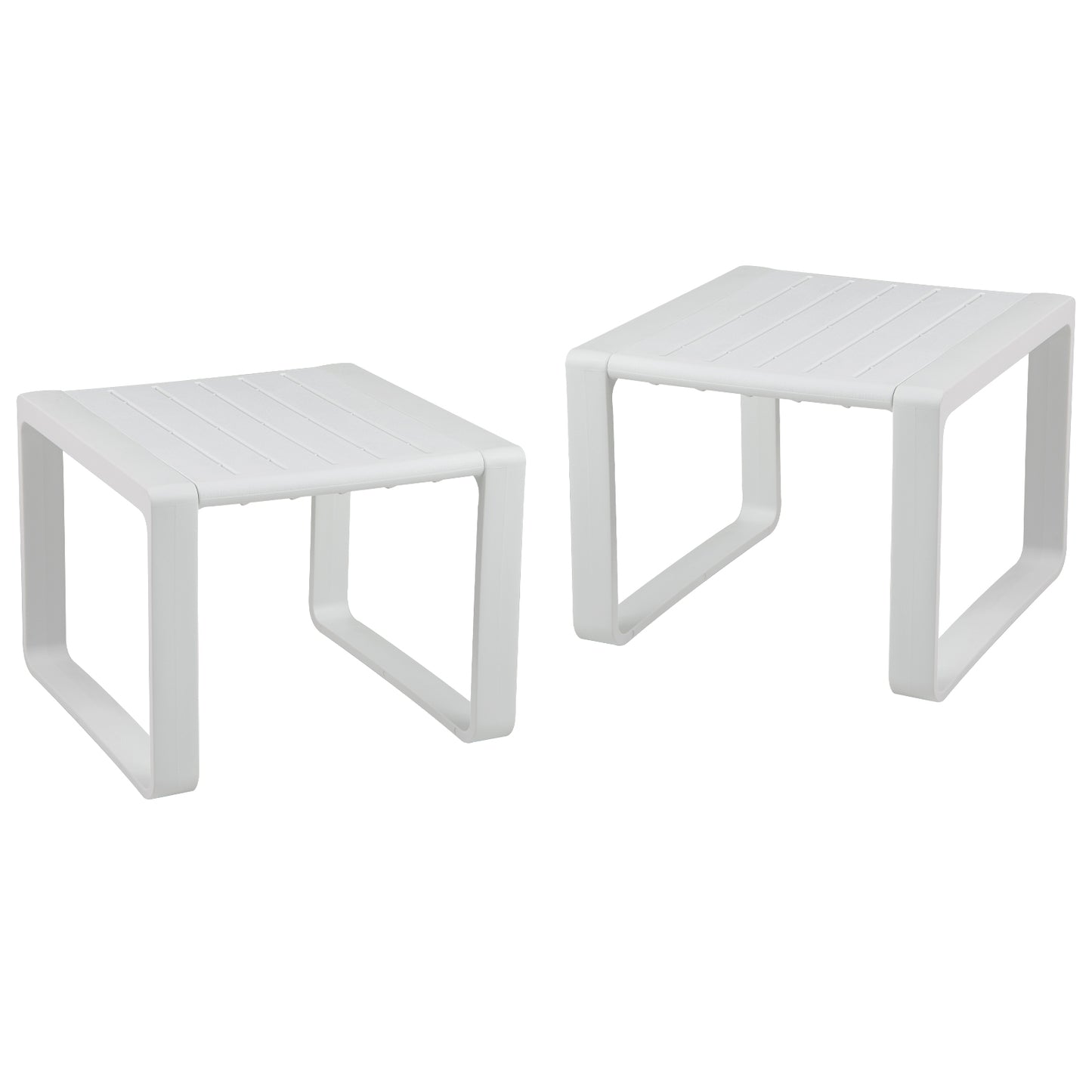 Weather Resistant Adirondack Outdoor Side Table Set, White Patio Coffee Tables White at Gallery Canada
