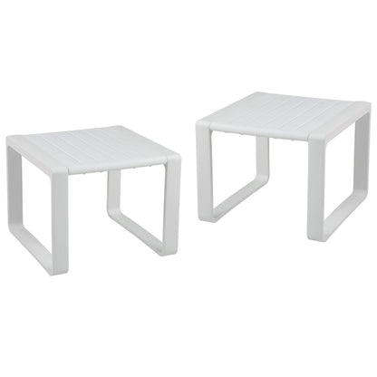 Weather Resistant Adirondack Outdoor Side Table Set, White Patio Coffee Tables White at Gallery Canada