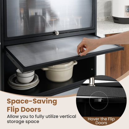 5-Tier Kitchen Pantry Storage Cabinet with Flip-Up Doors, Black Sideboards Cabinets & Buffets at Gallery Canada