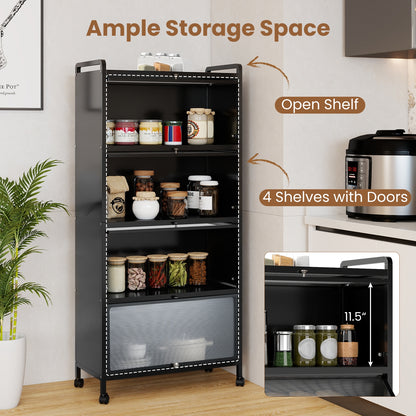 5-Tier Kitchen Pantry Storage Cabinet with Flip-Up Doors, Black Sideboards Cabinets & Buffets at Gallery Canada