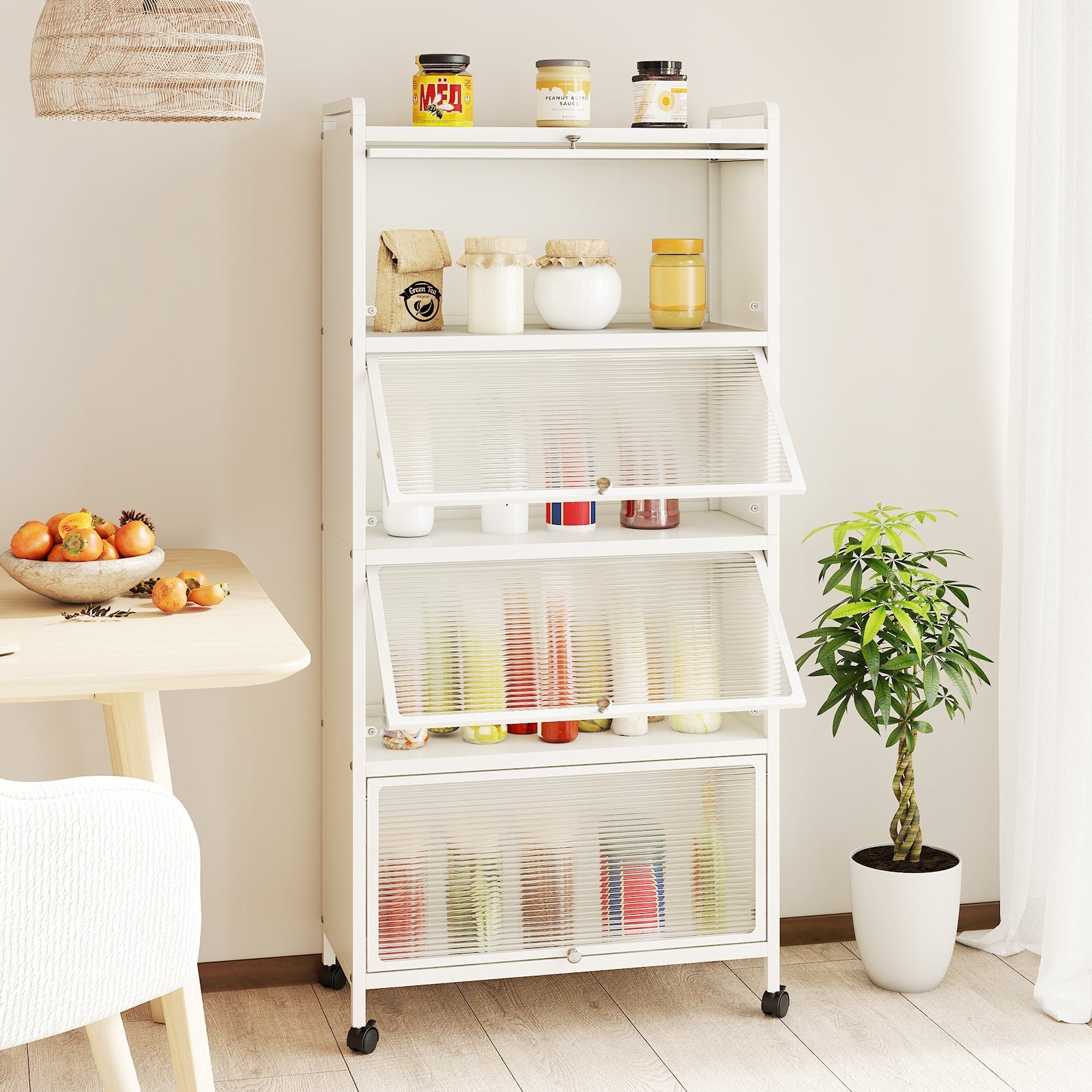 5-Tier Kitchen Pantry Storage Cabinet with Flip-Up Doors, White Sideboards Cabinets & Buffets at Gallery Canada