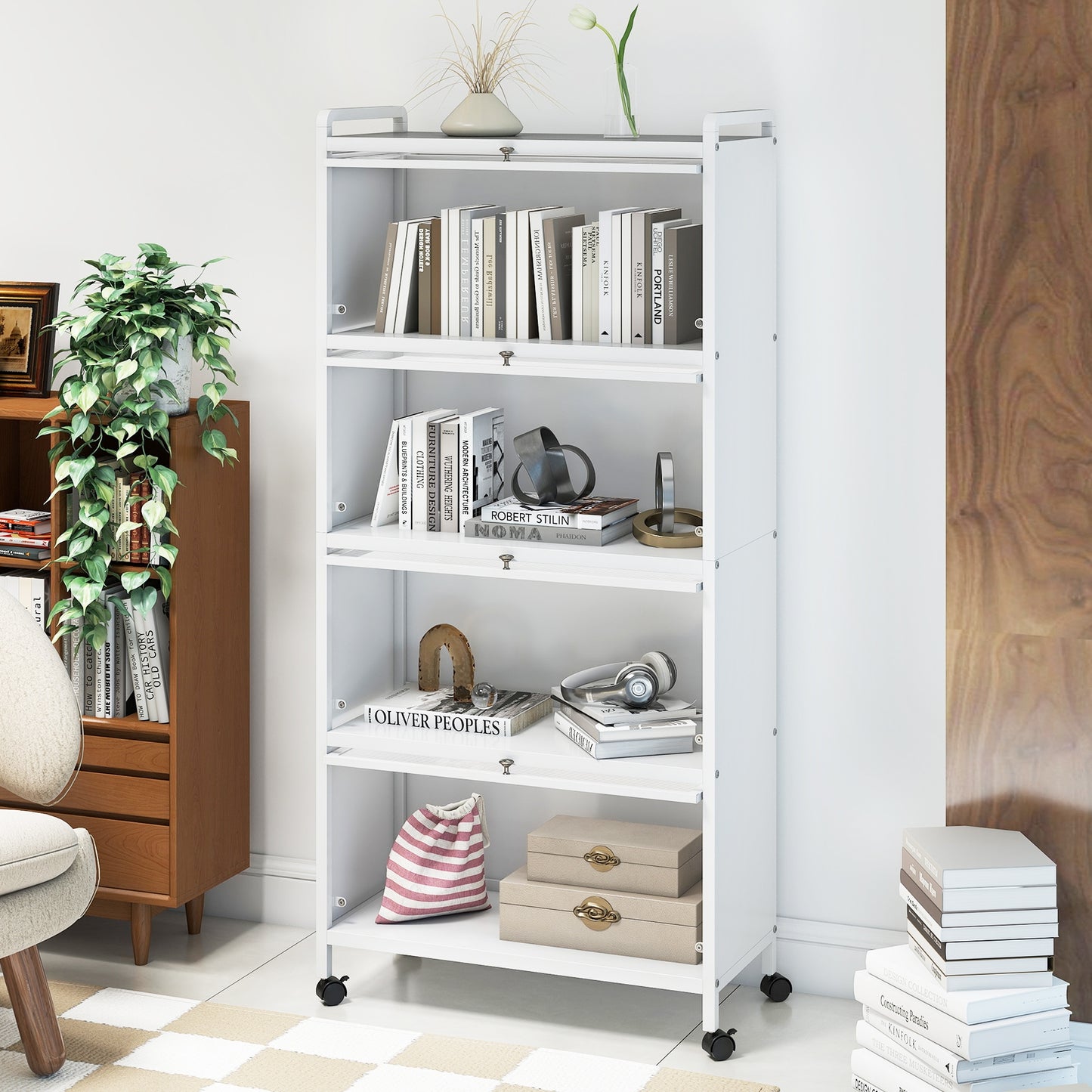 5-Tier Kitchen Pantry Storage Cabinet with Flip-Up Doors, White Sideboards Cabinets & Buffets at Gallery Canada