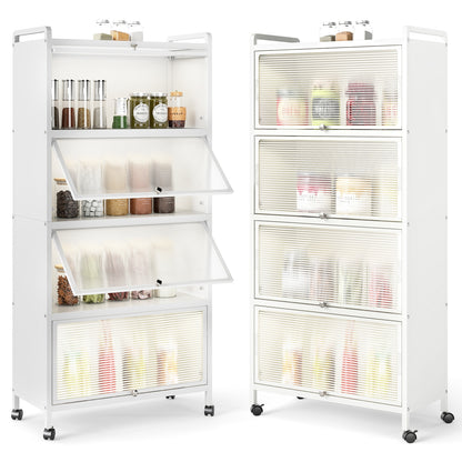 5-Tier Kitchen Pantry Storage Cabinet with Flip-Up Doors, White Sideboards Cabinets & Buffets White at Gallery Canada