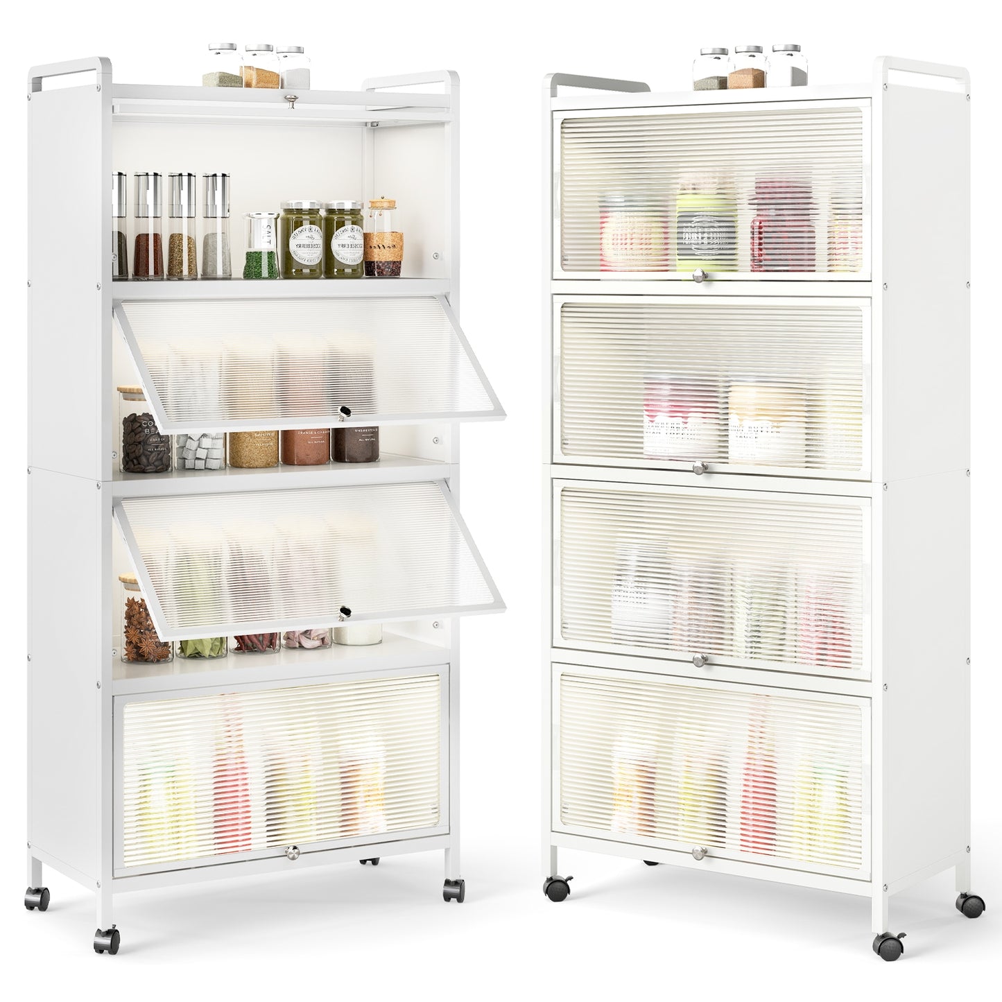 5-Tier Kitchen Pantry Storage Cabinet with Flip-Up Doors, White Sideboards Cabinets & Buffets at Gallery Canada