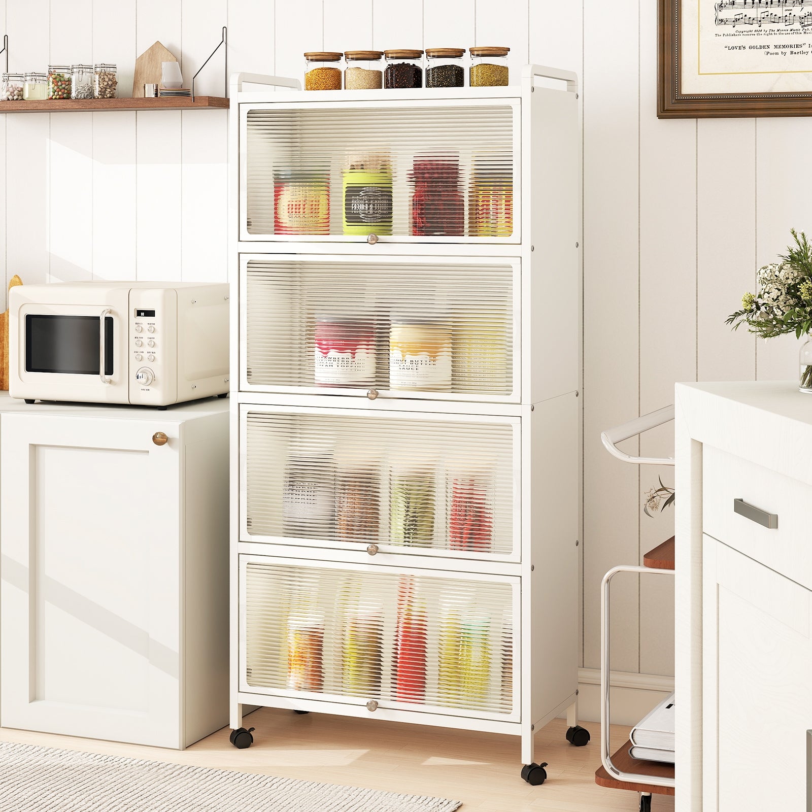 5-Tier Kitchen Pantry Storage Cabinet with Flip-Up Doors, White Sideboards Cabinets & Buffets at Gallery Canada