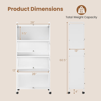 5-Tier Kitchen Pantry Storage Cabinet with Flip-Up Doors, White Sideboards Cabinets & Buffets at Gallery Canada