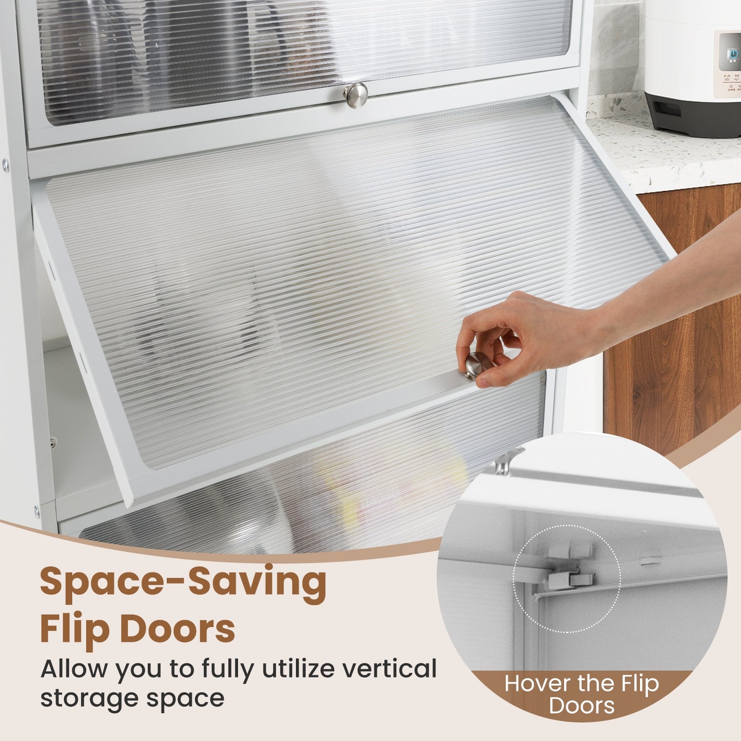 5-Tier Kitchen Pantry Storage Cabinet with Flip-Up Doors, White Sideboards Cabinets & Buffets at Gallery Canada