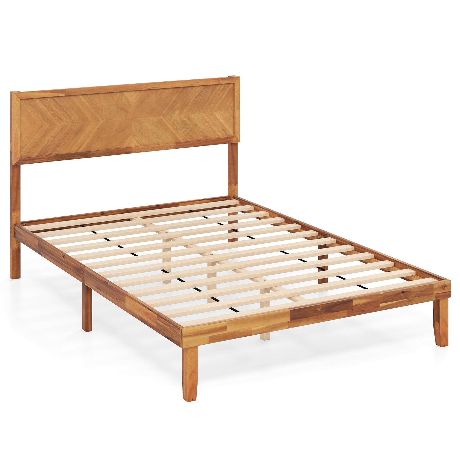 Twin/Full/Queen Size Bed Frame with Headboard and Storage Space-Full Size, Natural Simple Bed Frame at Gallery Canada